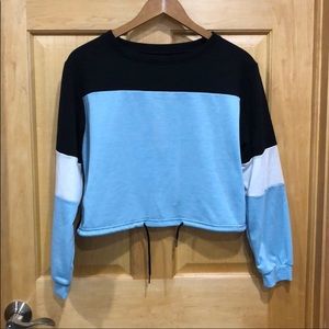 BOGO Shein blue color block slight crop sweatsh…